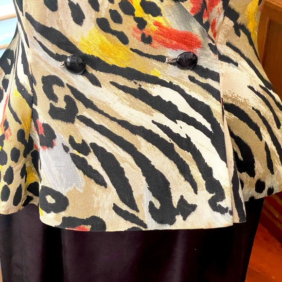 Selah animal print suit blazer skirt set sz 6 cotton double breasted long sleeve - Picture 6 of 16